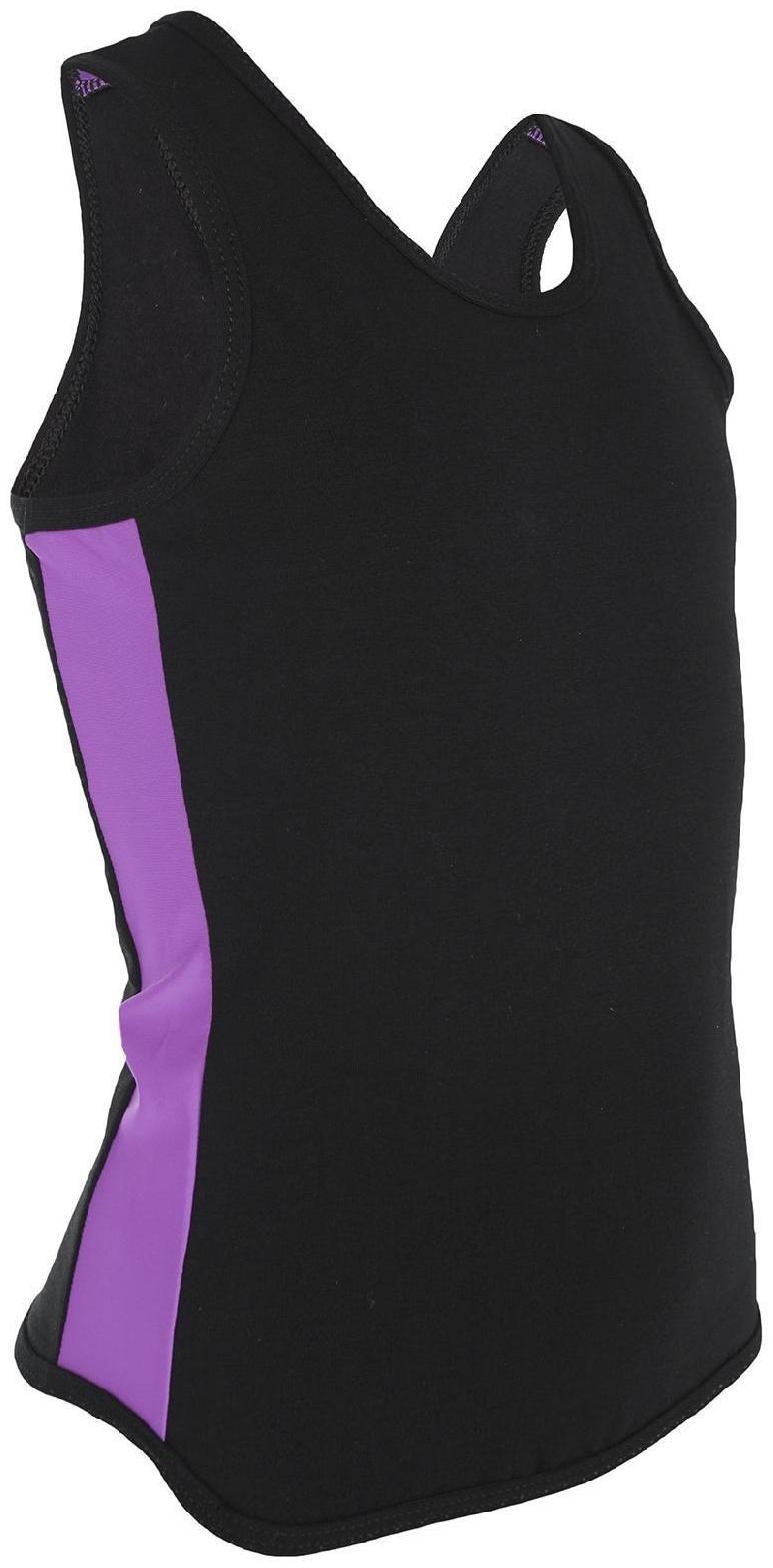 Майка-борцовка с лампасами, размер 34, цвет чёрный/фиолетовый