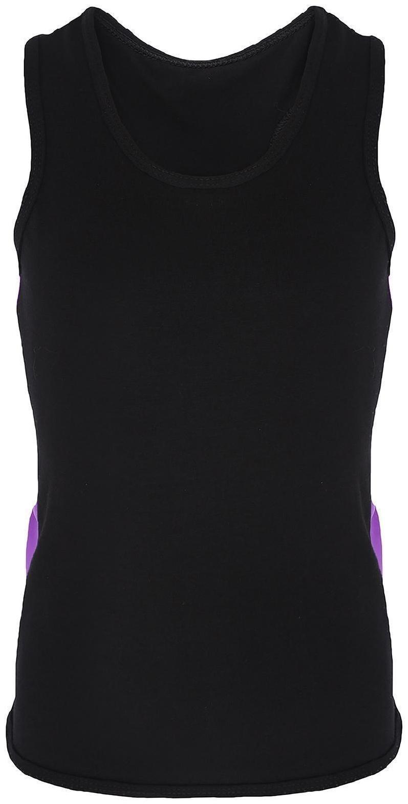 Майка-борцовка с лампасами, размер 34, цвет чёрный/фиолетовый