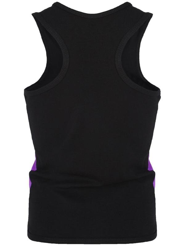 Майка-борцовка с лампасами, размер 34, цвет чёрный/фиолетовый