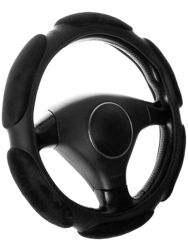 Оплетка руля AVS SP-426M-B, спонжевая, размер M, черная