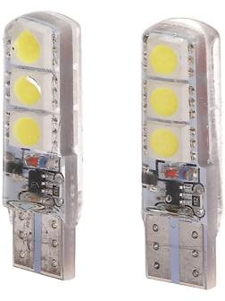 Автолампа светодиодная Cartage, T10 W5W, 12 В, 3 Вт, 6 SMD-5050, набор 2 шт