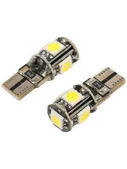 Автолампа светодиодная Cartage, T10 W5W, 12 В, 5 SMD-5050, набор 2 шт