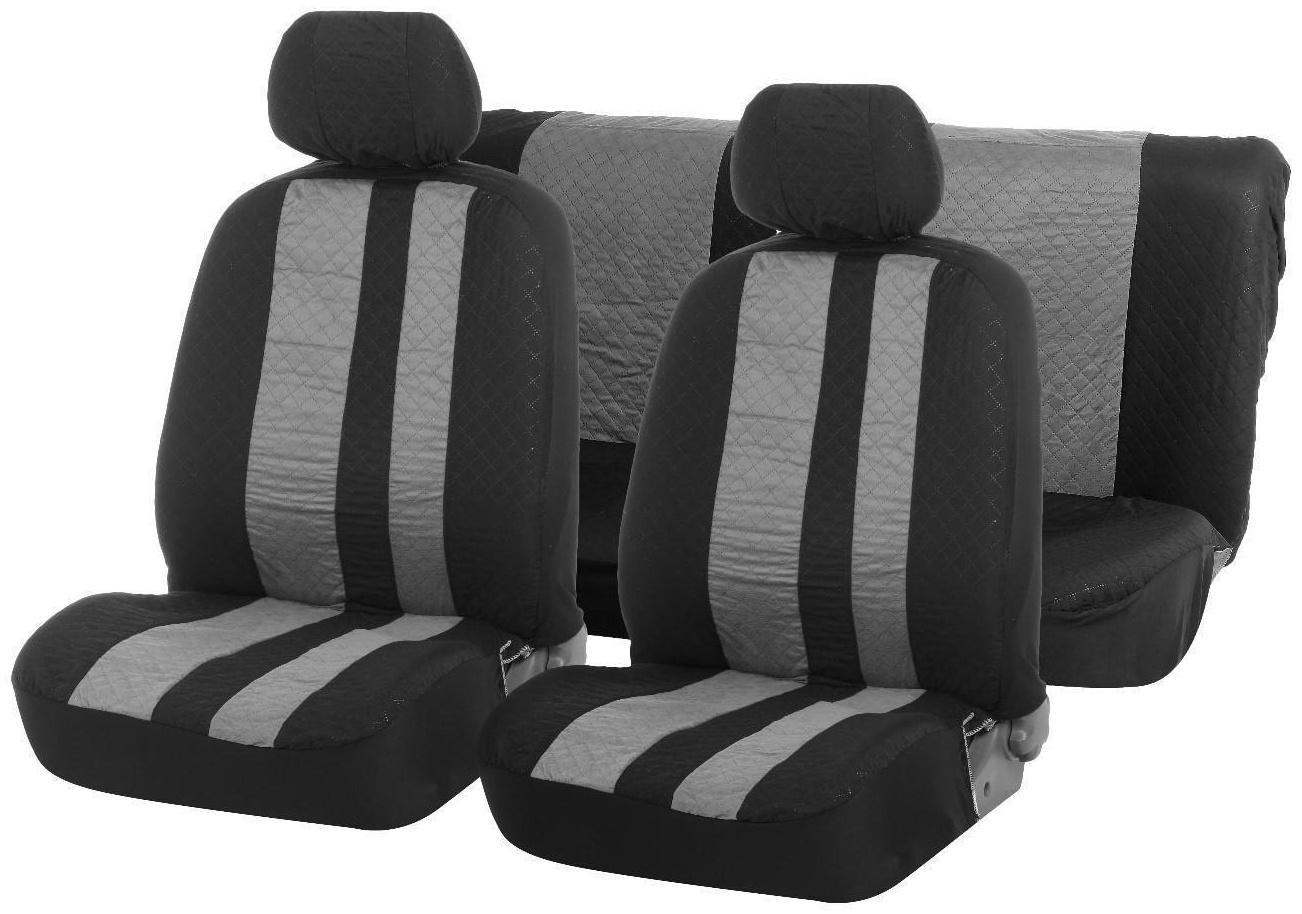 Авточехлы TORSO Premium универсальные, 6 предметов, чёрно-серый AV-10