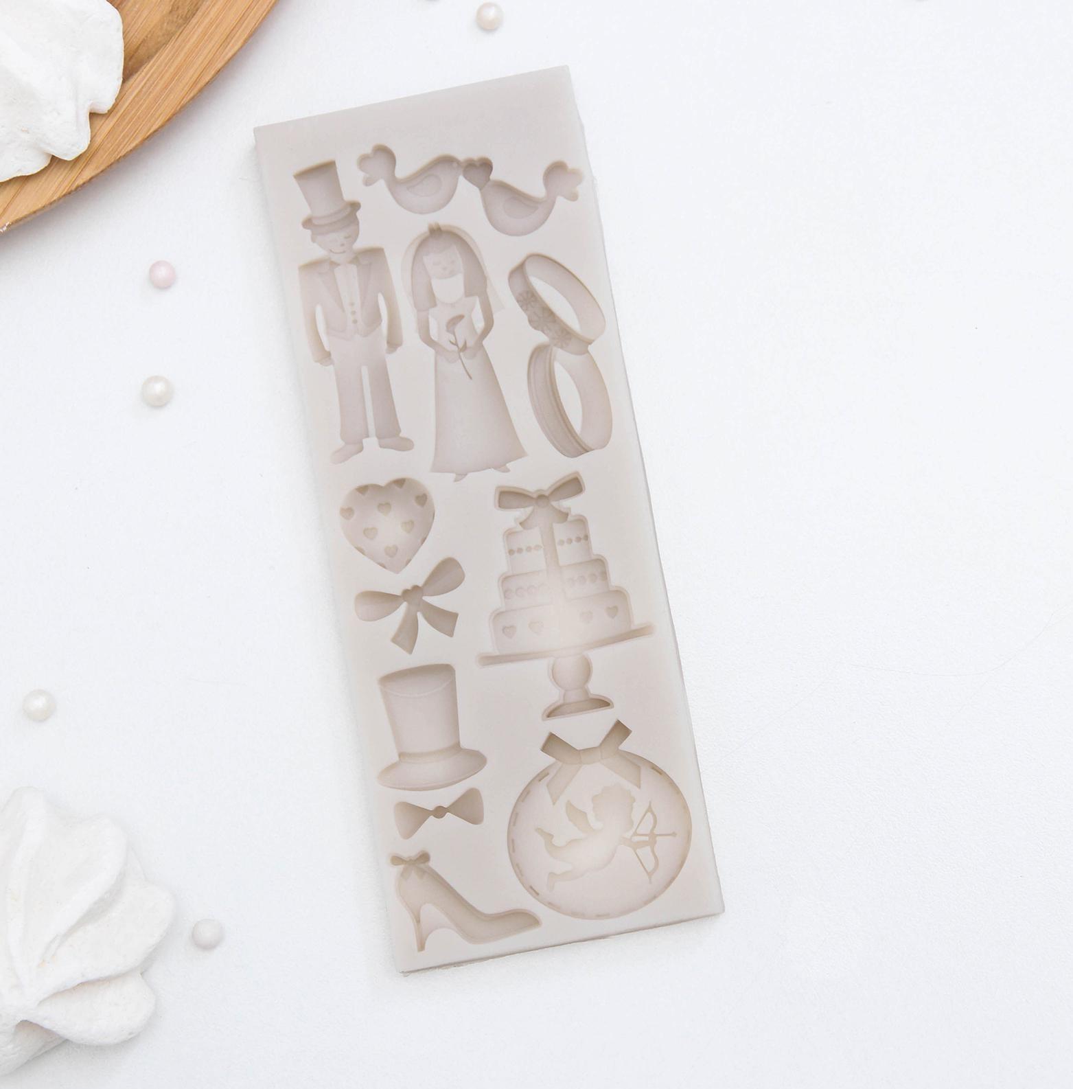 Молд силиконовый «Свадебная атрибутика», 16×6×0,9 см, цвет МИКС