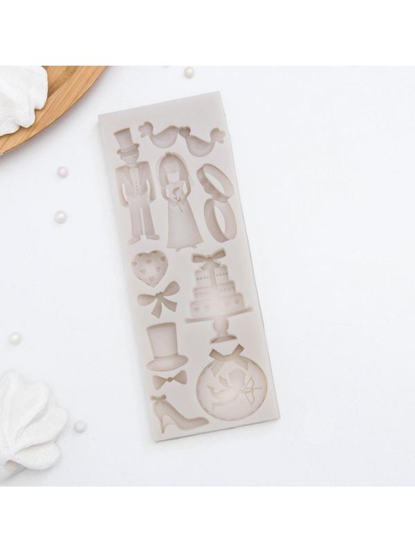 Молд силиконовый «Свадебная атрибутика», 16×6×0,9 см, цвет МИКС