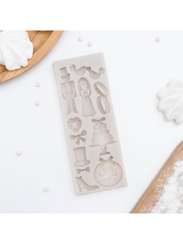 Молд силиконовый «Свадебная атрибутика», 16×6×0,9 см, цвет МИКС