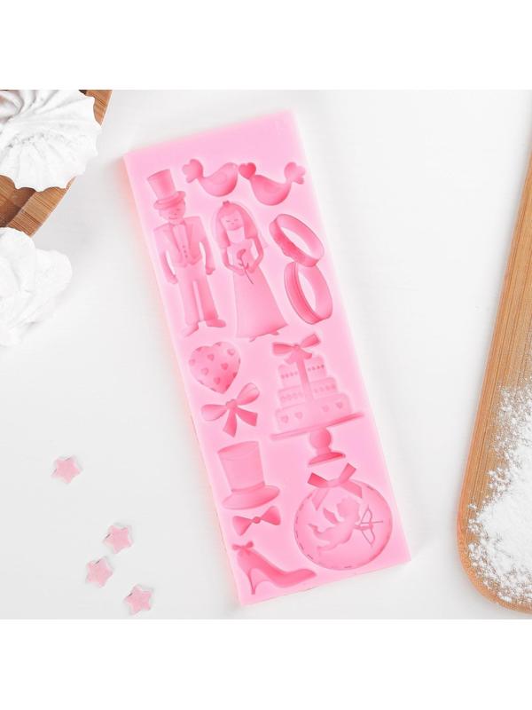 Молд силиконовый «Свадебная атрибутика», 16×6×0,9 см, цвет МИКС