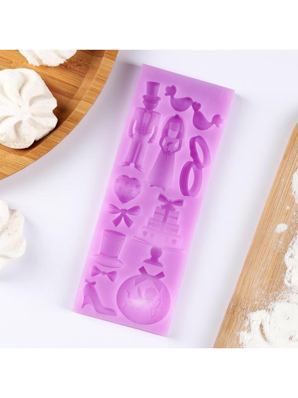 Молд силиконовый «Свадебная атрибутика», 16×6×0,9 см, цвет МИКС