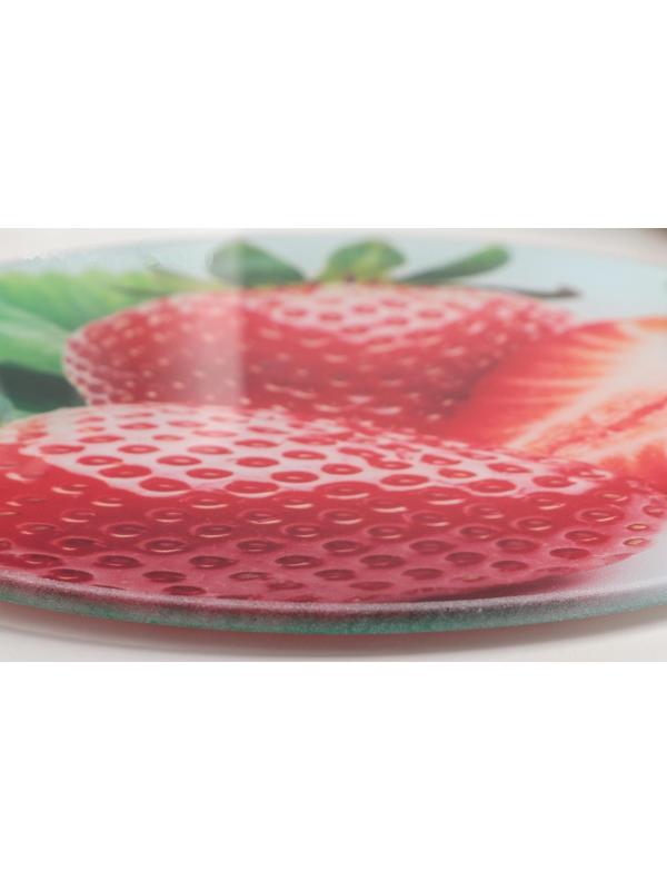 Доска разделочная стеклянная Доляна «Сладкая клубничка», d=20 см