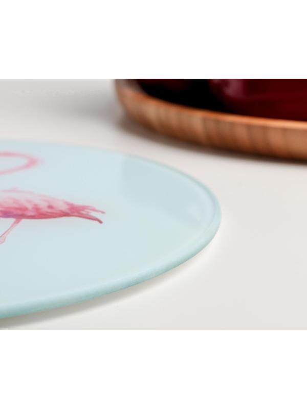 Доска разделочная стеклянная Доляна «Влюблённые фламинго», d=20 см