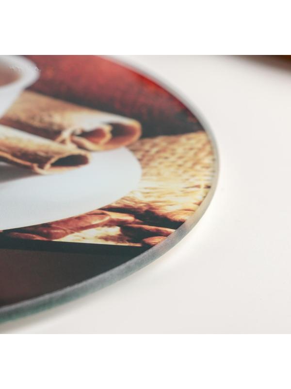 Доска разделочная стеклянная Доляна «Кофе», d=20 см