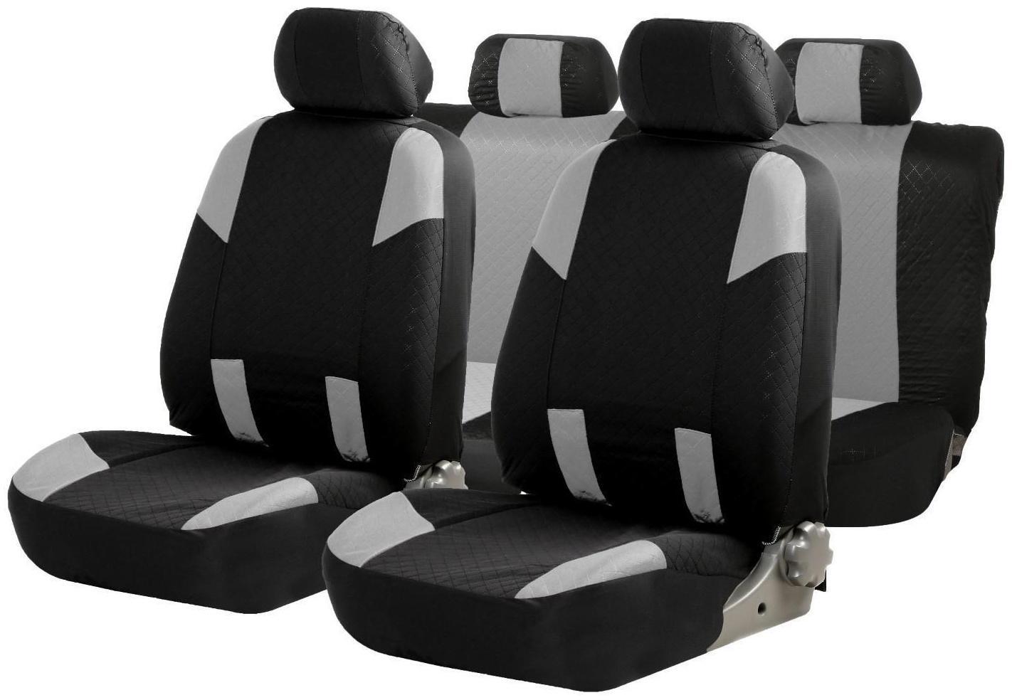 Авточехлы TORSO Premium универсальные, 9 предметов, чёрно-серый AV-37