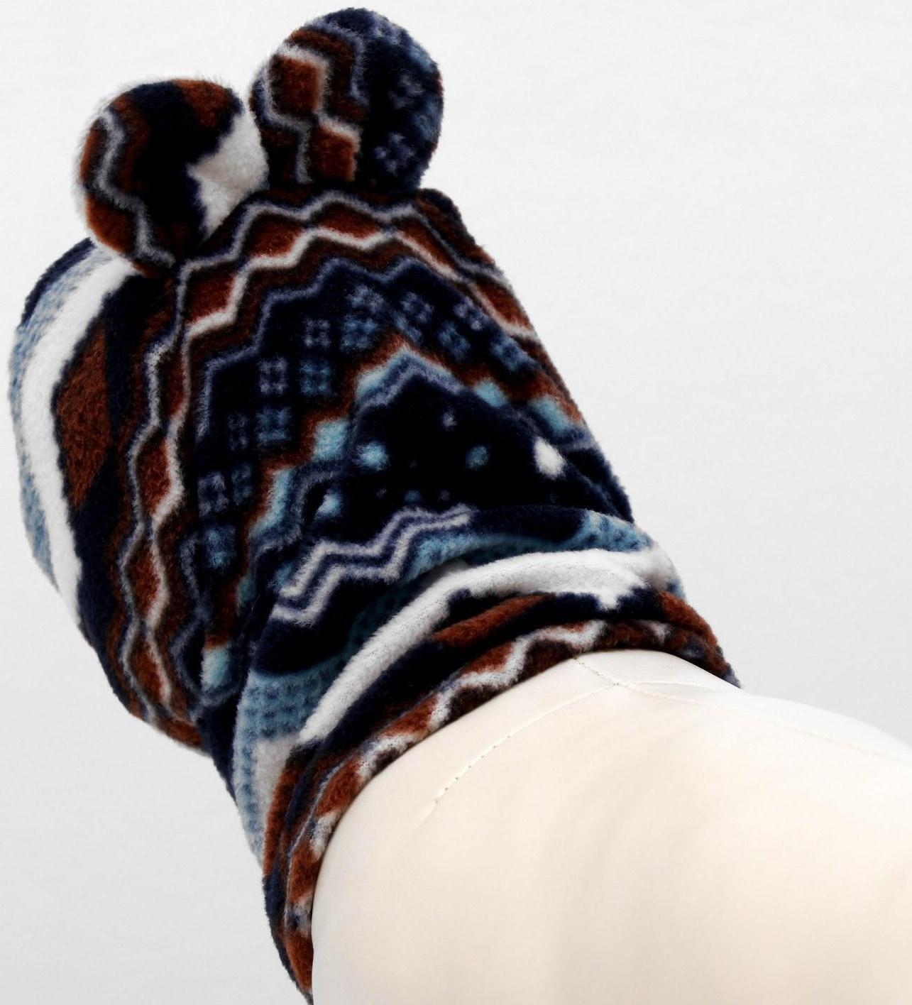 Шапка-капор зимняя для собак, L-XL (ДС 26-28 см, ОМ 34-36 см), микс