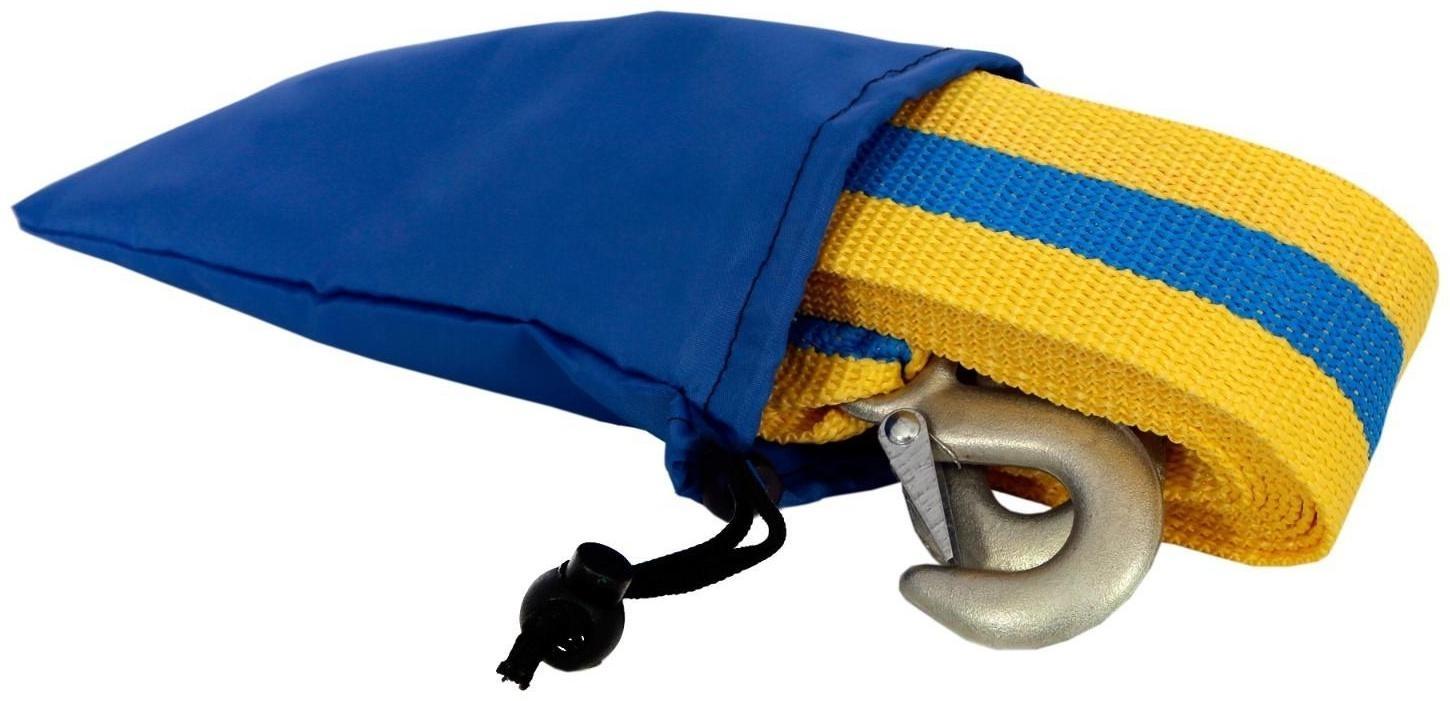 Трос буксировочный Goodyear, 10 т, 5 м х 6 см, 2 крюка, сумка- мешок