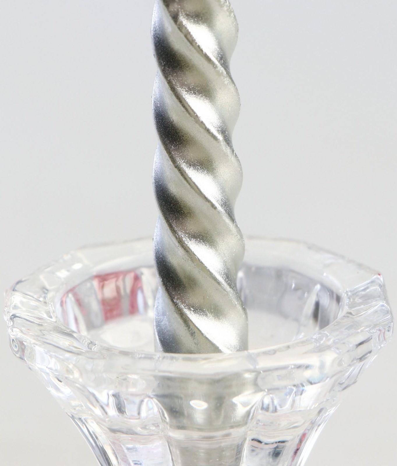 Набор свечей витых, 1,5х 15 см, 2 штуки, серебряный металлик