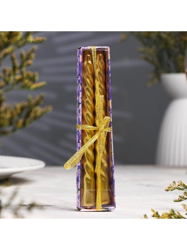 Набор свечей витых, 1.5х15 см, 2 штуки, золотой металлик