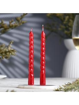 Набор свечей витых, 1,5х 15 см, 2 штуки, рубиновый металлик