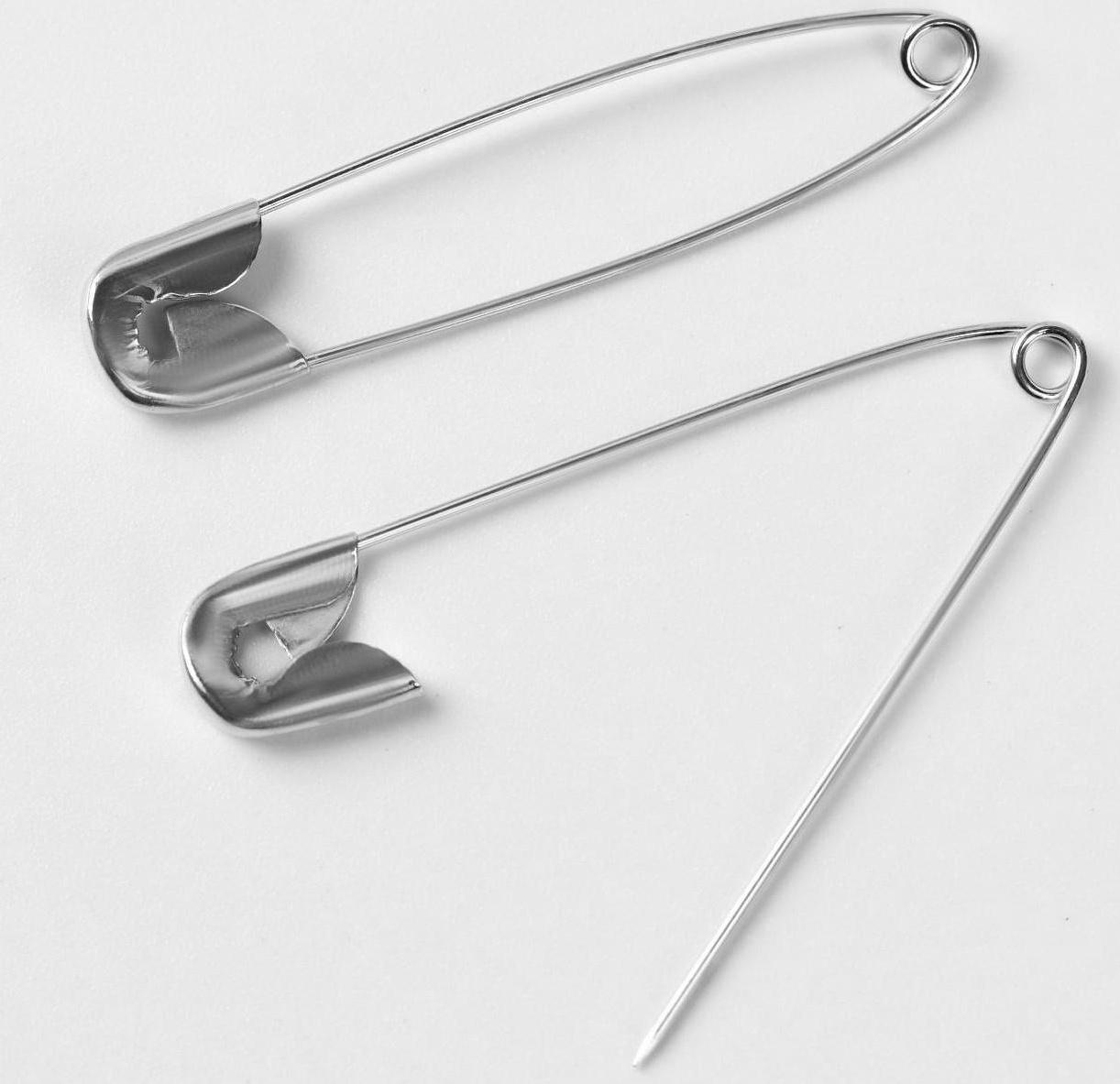 Булавки английские №3, 45 мм, 500 шт, цвет серебряный