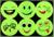 Светоотражающие наклейки «Смайлы», d = 6,5 см, 6 шт на листе, цвет салатовый