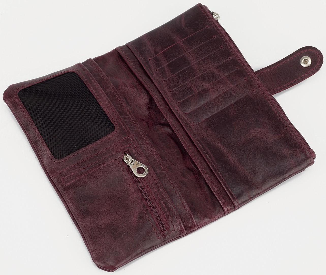 Кошелёк на кнопке, цвет бордовый