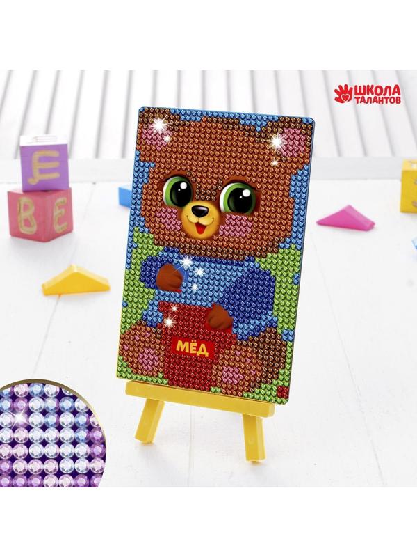 Алмазная мозаика на подставке «Мишка» для детей, размер 10 х 15 см. Набор для творчества