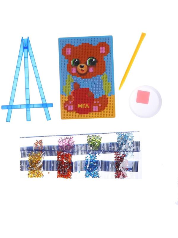 Алмазная мозаика на подставке «Мишка» для детей, размер 10 х 15 см. Набор для творчества