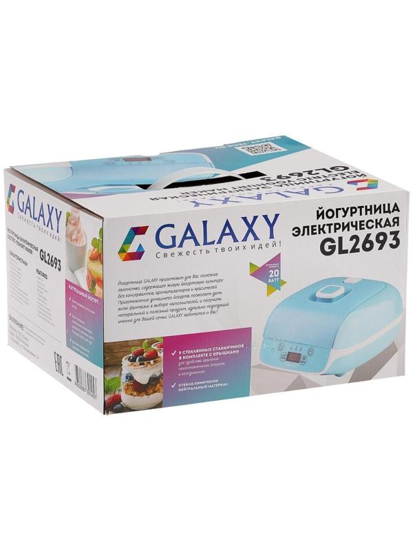 Йогуртница Galaxy GL 2693, 20 Вт, 90  мл, 9 ёмкостей, таймер, голубая