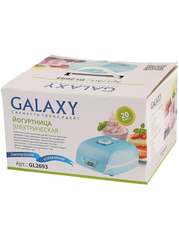 Йогуртница Galaxy GL 2693, 20 Вт, 90  мл, 9 ёмкостей, таймер, голубая