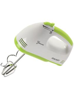 Миксер Galaxy GL 2206, ручной, 200 Вт, 7 скоростей, 4 насадки, зелёный