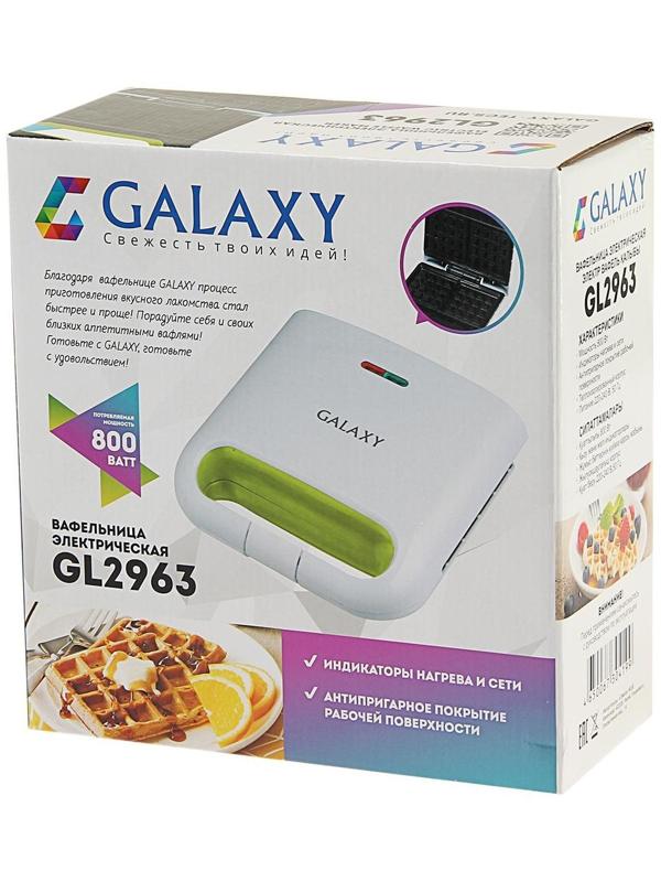 Электровафельница Galaxy GL 2963, 800 Вт, венские вафли, антипригарное покрытие, белая