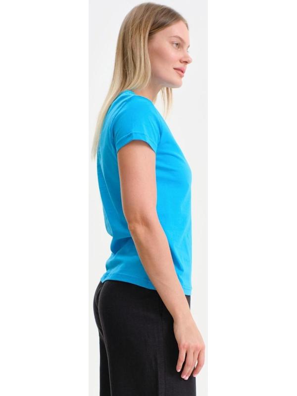 Футболка женская, цвет светло-синий/МИКС, размер 44