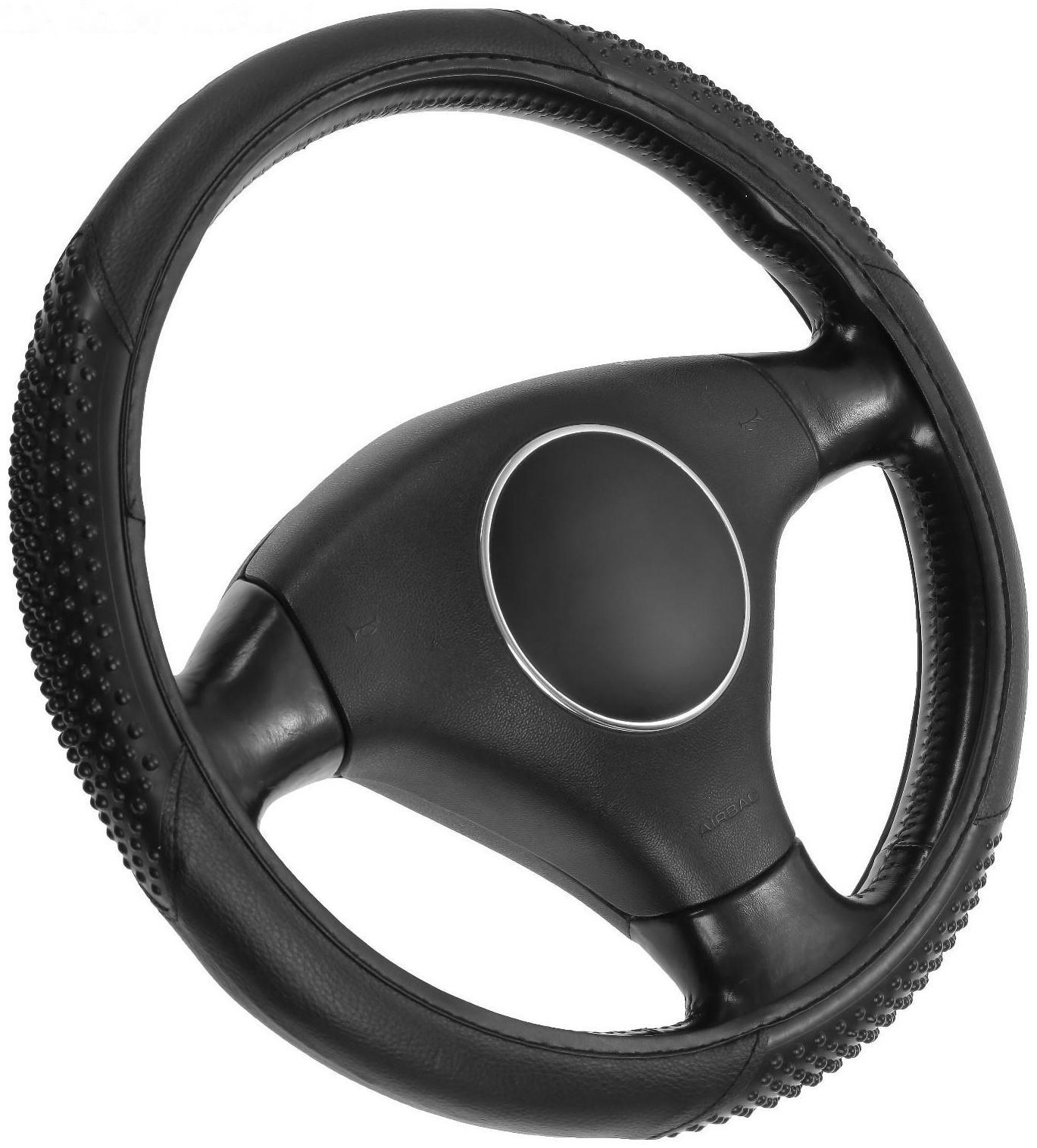 Оплетка TORSO, кожа PU, массажные вставки, размер 38 см, черный