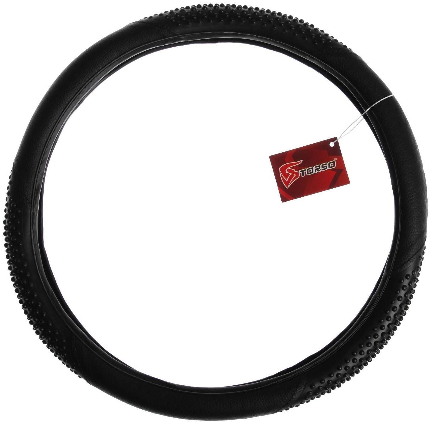 Оплетка TORSO, кожа PU, массажные вставки, размер 38 см, черный