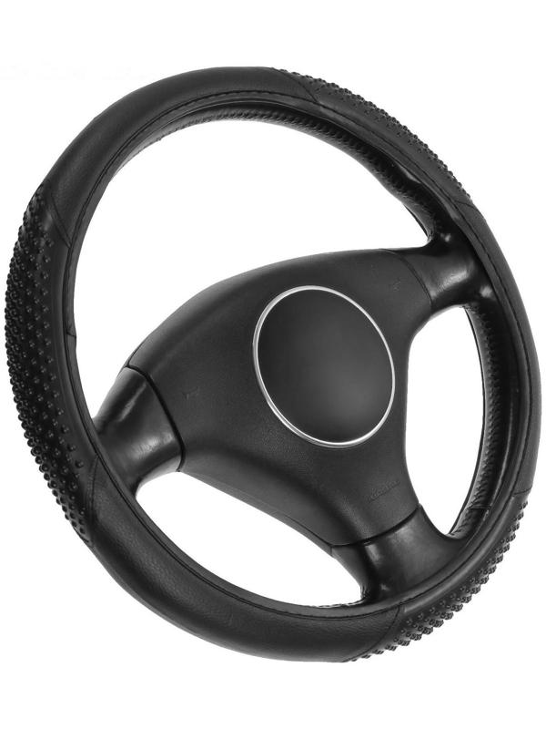 Оплетка TORSO, кожа PU, массажные вставки, размер 38 см, черный