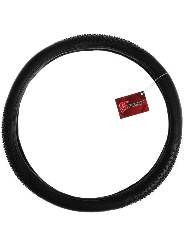 Оплетка TORSO, кожа PU, массажные вставки, размер 38 см, черный