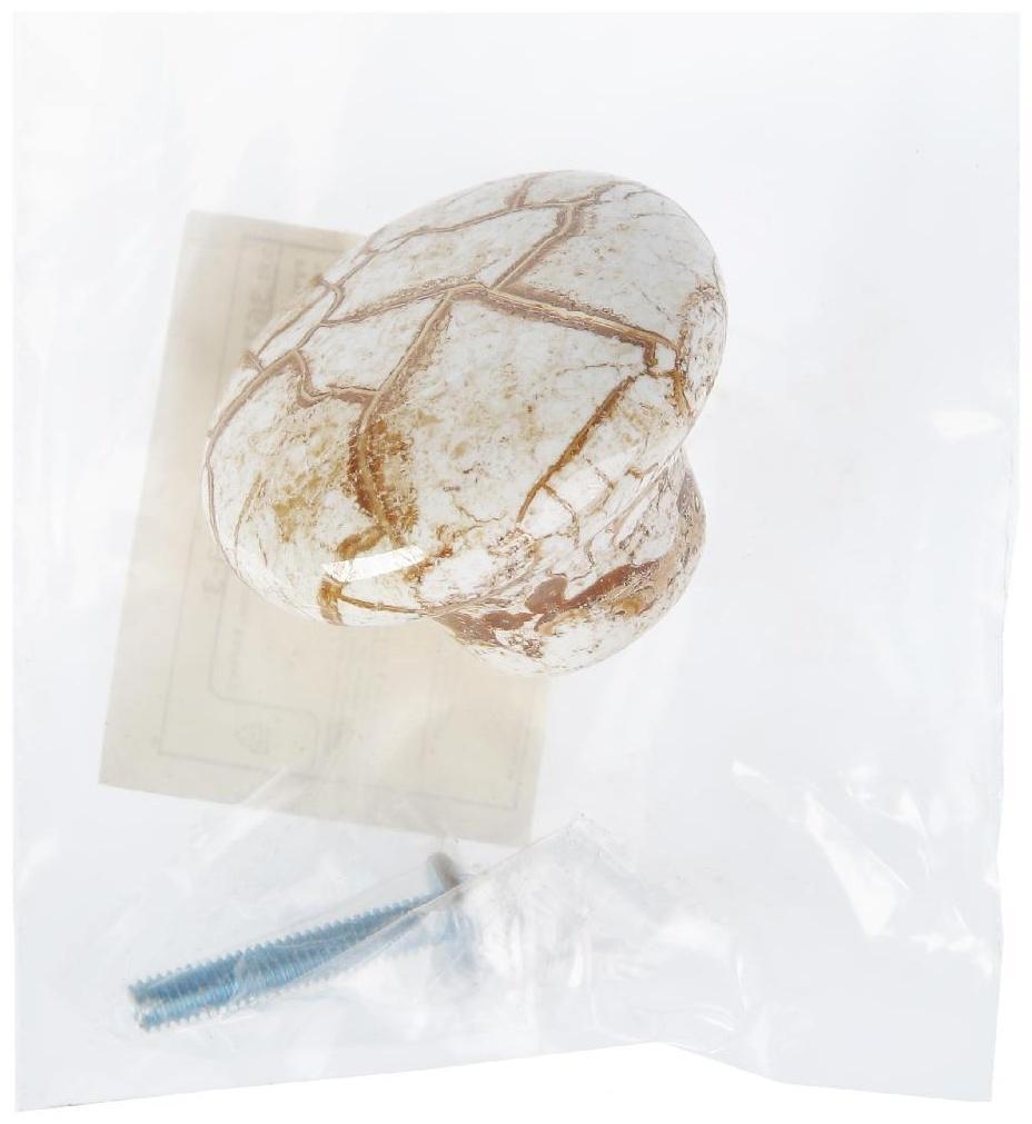 Ручка кнопка ART CAPPIO Ceramics 011, d=38, керамическая, белая с текстурой