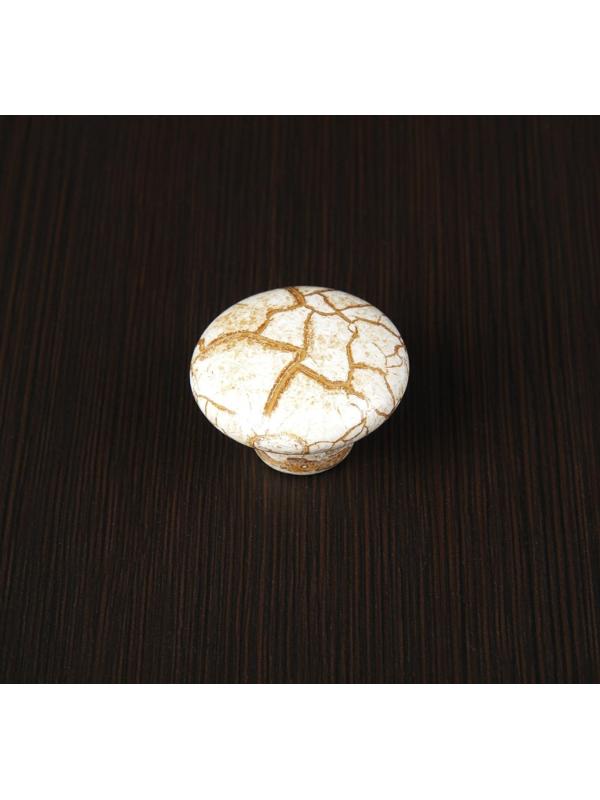 Ручка кнопка ART CAPPIO Ceramics 011, d=38, керамическая, белая с текстурой