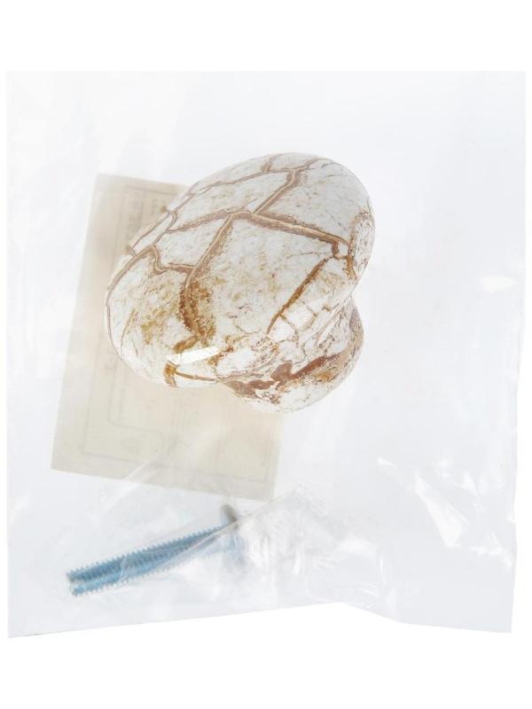 Ручка кнопка ART CAPPIO Ceramics 011, d=38, керамическая, белая с текстурой