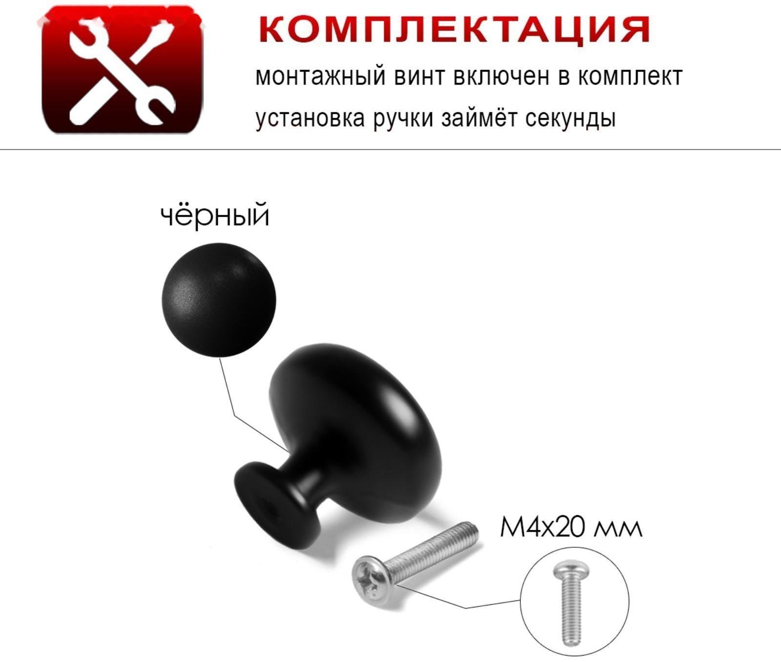 Ручка кнопка ТУНДРА PK036BL, черная