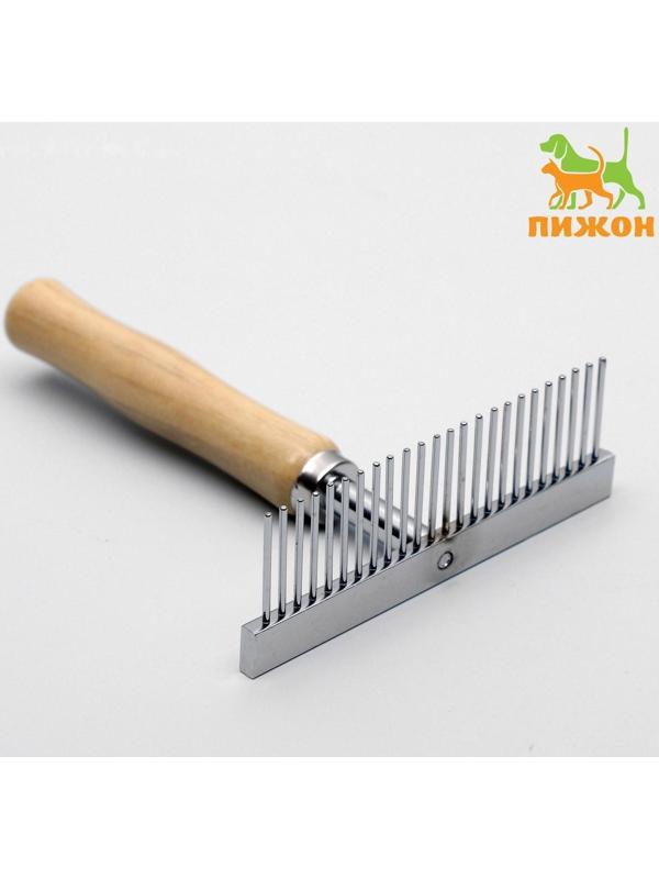 Расчёска-грабли Wood с деревянной ручкой, 13 х 9,5 см