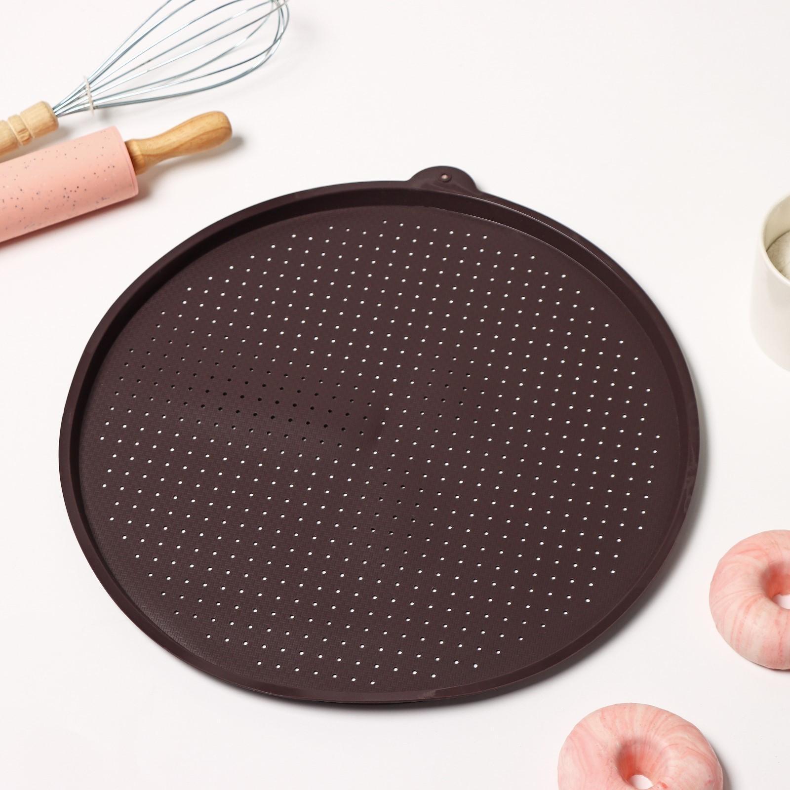 Противень силиконовый перфорированный Доляна, d=34,5 см