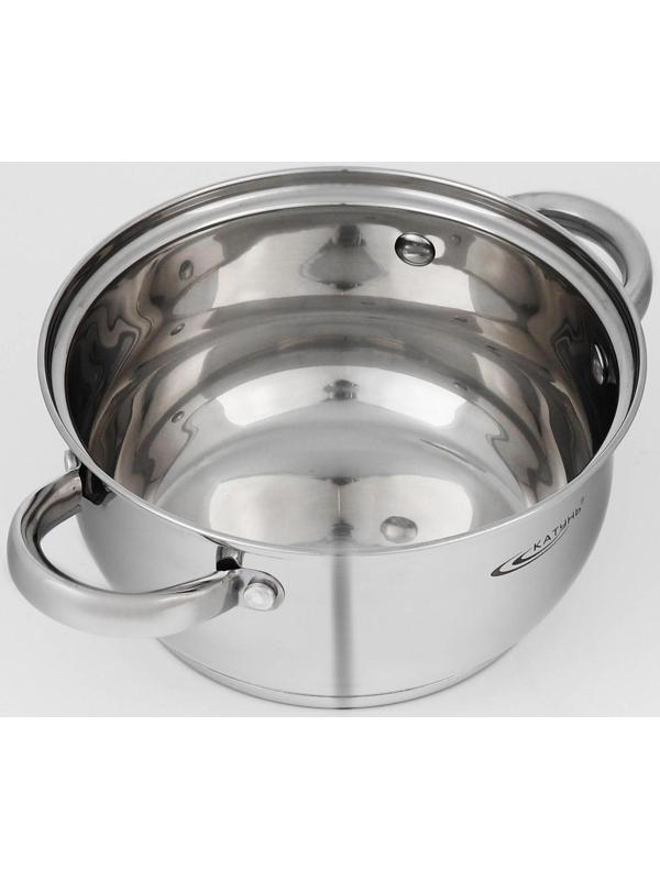 Набор кастрюль «Гретта», 3 предмета: кастрюли 2,2 л, 4,2 л, ковш 1,6 л, капсульное дно, индукция