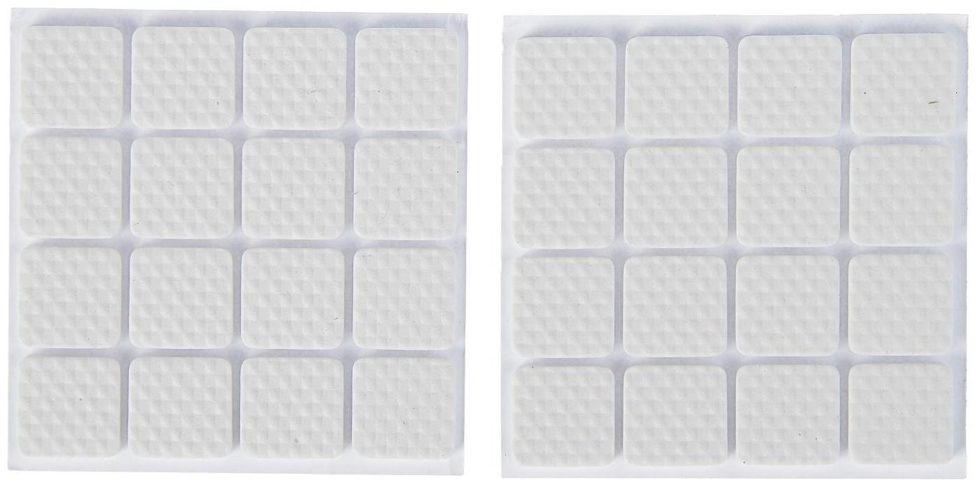 Накладка мебельная квадратная ТУНДРА, размер 18 х 18 мм, 32 шт., полимерная, цвет белый