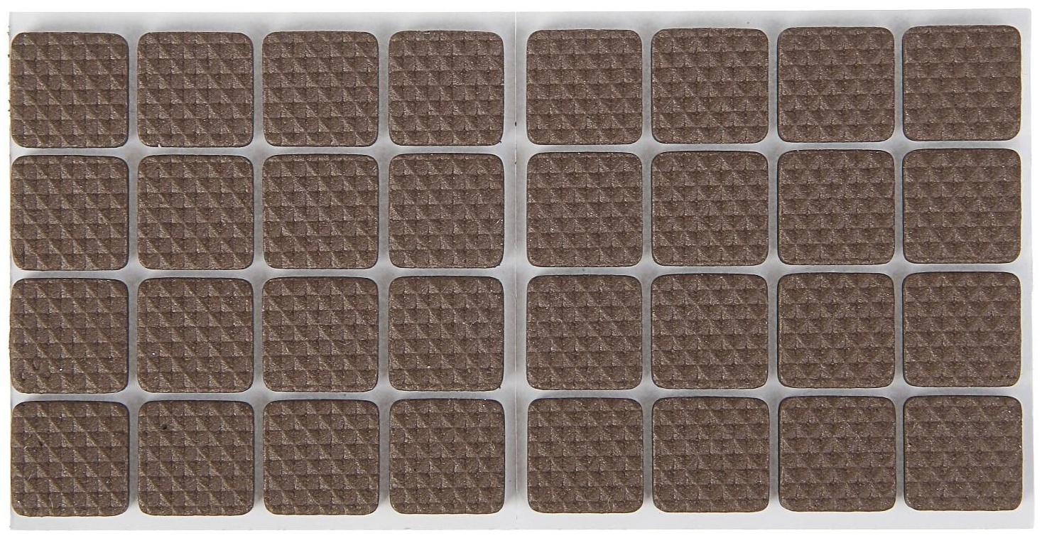 Накладка мебельная квадратная ТУНДРА, размер 18 х 18 мм, 32 шт., полимерная, коричневая
