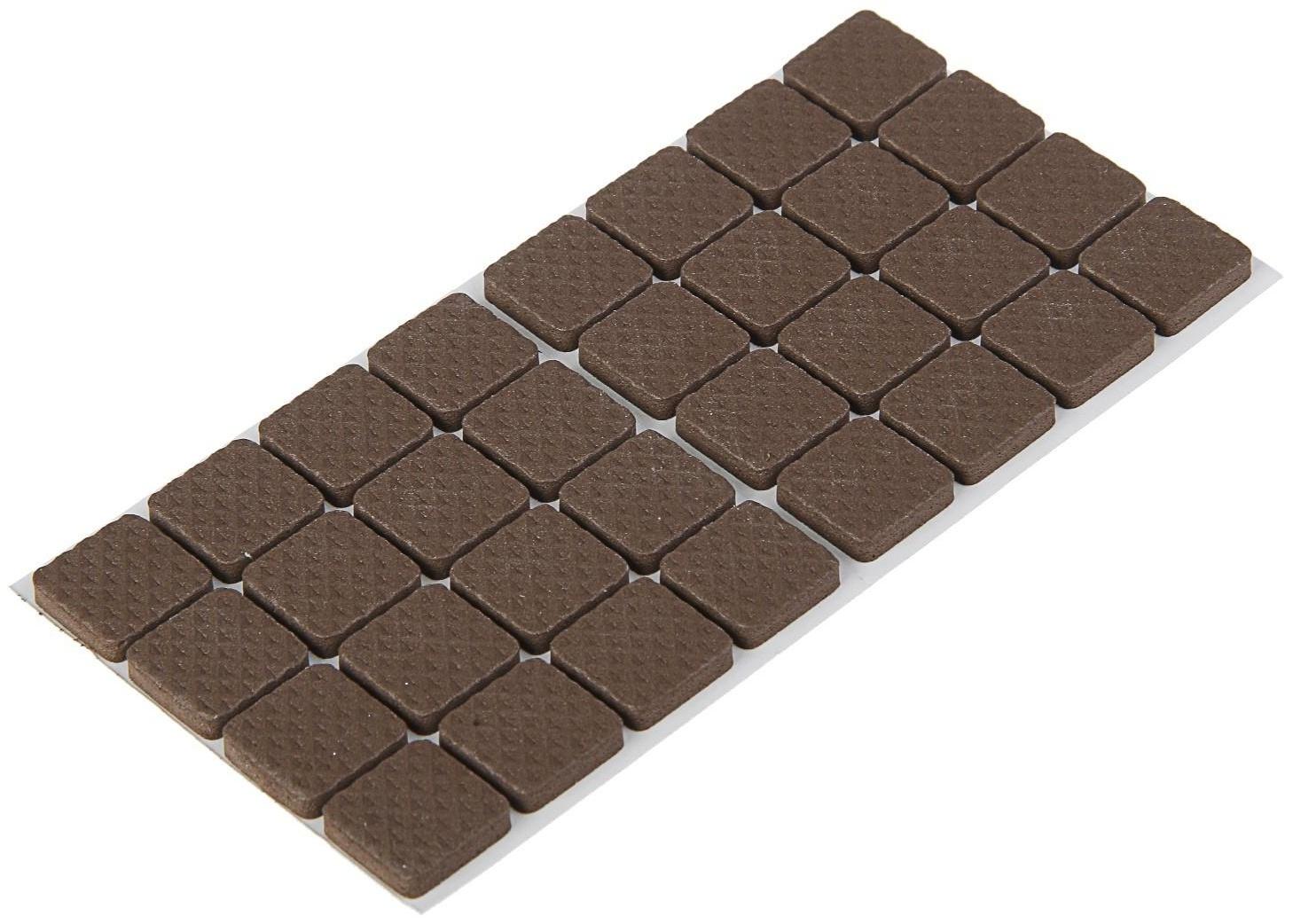 Накладка мебельная квадратная ТУНДРА, размер 18 х 18 мм, 32 шт., полимерная, коричневая