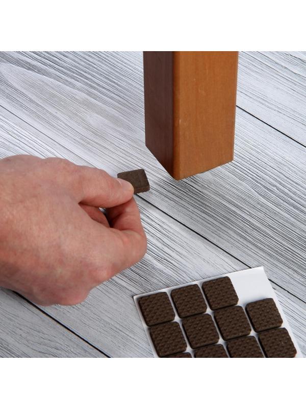 Накладка мебельная квадратная ТУНДРА, размер 18 х 18 мм, 32 шт., полимерная, коричневая