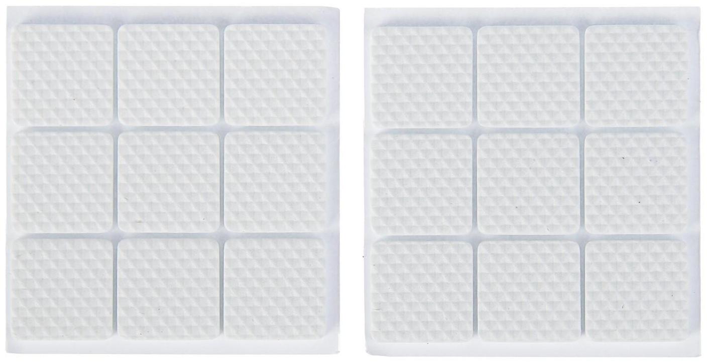 Накладка мебельная квадратная ТУНДРА, размер 25 х 25 мм, 18 шт, полимерная, цвет белый