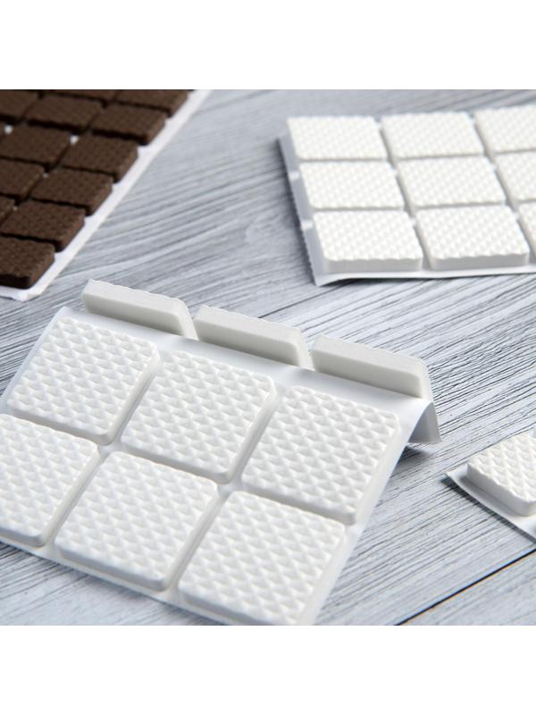 Накладка мебельная квадратная ТУНДРА, размер 25 х 25 мм, 18 шт, полимерная, цвет белый