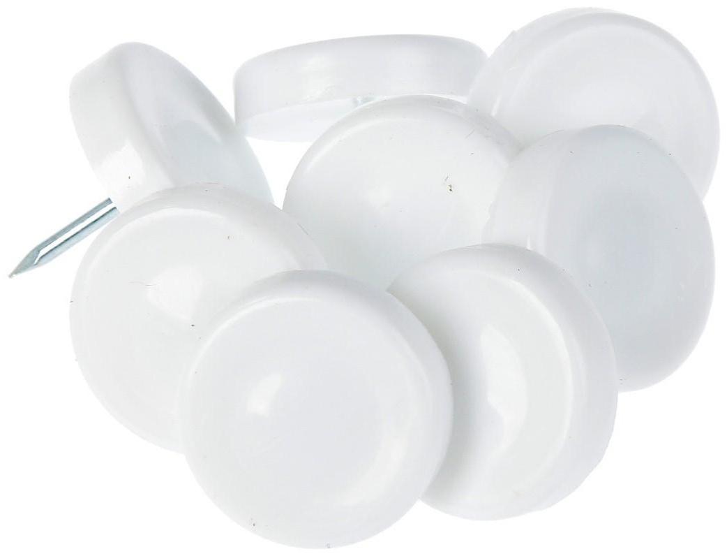 Накладка мебельная круглая ТУНДРА, d=24 мм, 8 шт., пластиковая, цвет белый