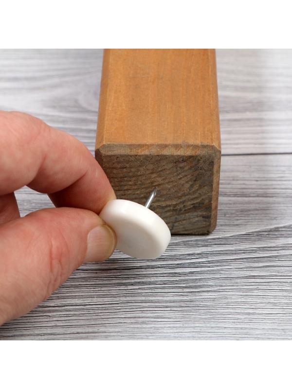 Накладка мебельная круглая ТУНДРА, d=24 мм, 8 шт., пластиковая, цвет белый